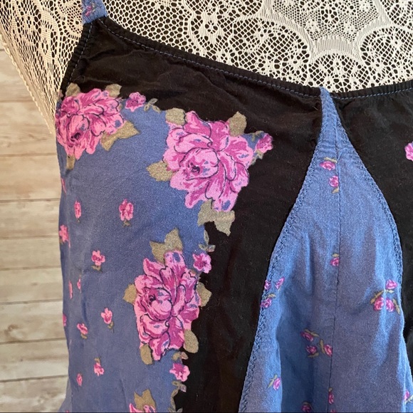 Free People Blue Black Floral Tank Small - Picture 3 of 10